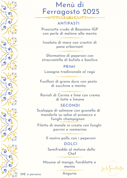 Menù Ferragosto 2025 - La Maielletta 